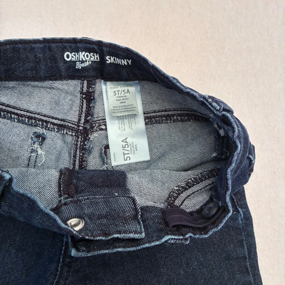 OshKosh Bgosh Toddler Girls Skinny Jeans Dark Wash Indigo Size 5T Adjustable